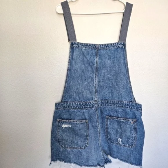 American Eagle | 90s Boyfriend Shortall Cotton Denim Overall Shorts, Womens XXL - Picture 9 of 10